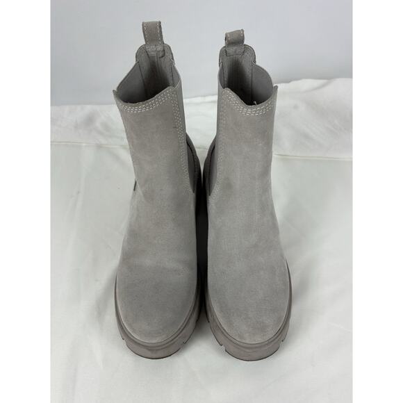 Steve Madden Hylan Haylan Boot Booties Light Grey Suede 8 Lug Sole - Picture 9 of 9